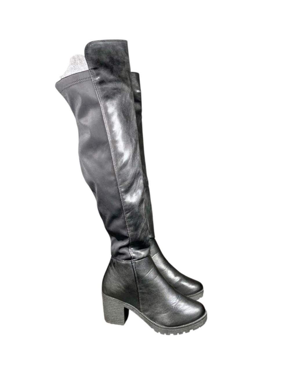 Over-the-Knee Boots Faux Leather Black Size 9​